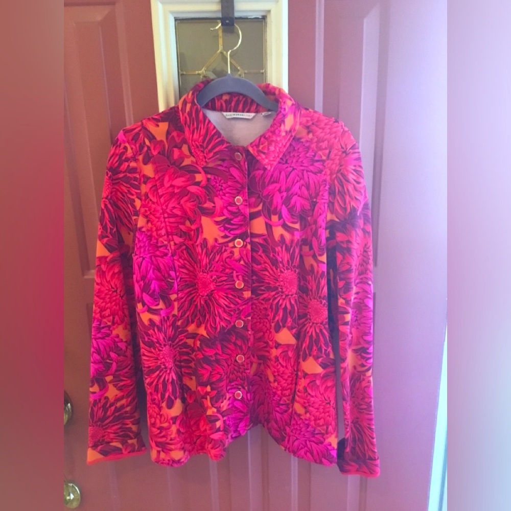Isaac Mizrahi Live Floral Print Jacket size XL
